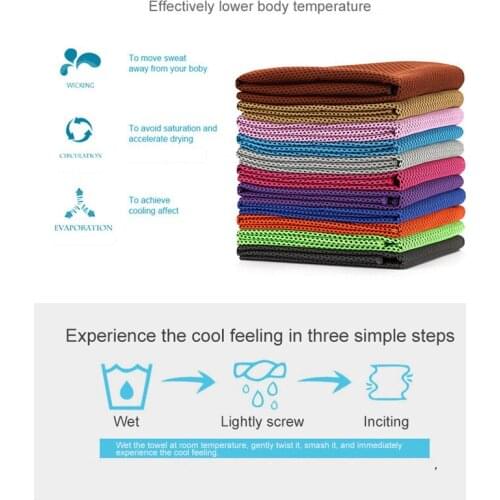 Drop shipping Sport Ice Towel 9 Colors 90*30cm Utility Enduring Instant Cooling Face Towel Heat Relief Reusable Chill Cool Towel