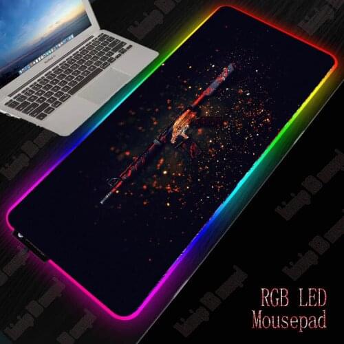 XGZ Gun Colorful Gaming RGB LED Light Mouse Mat Rubber Computer Soft Mousepad Anti-slip Mouse Pad Keyboard Desk Mat for CSGO LOL