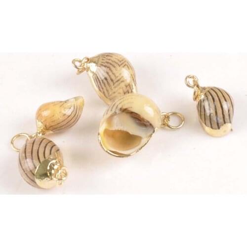 5pcs Gold Plated Natural Stripe Spiral Shell Beach Decor Sea Shells For Craft Accessory Home DIY Handmade Pendant 15-20mm tr0258