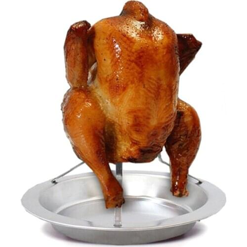 Chicken Roaster Rack Non-Stick Stainless Steel Beer Can Chicken Roasting Rack Folding Removable Stand for BBQ Grill Oven TS1