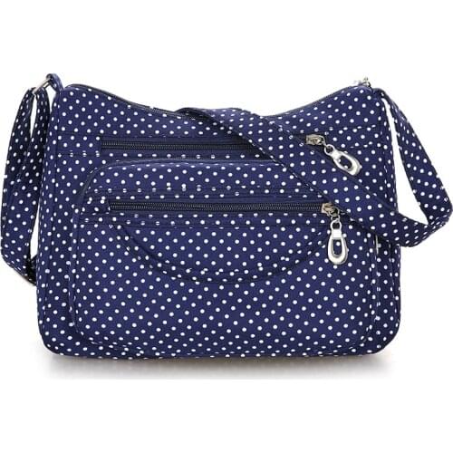 Women Messenger Bag Canvas Multilayer Shoulder Bags Casual Top-handle Ladies Handbag Polka Dot Womens Travel Crossbody Bag