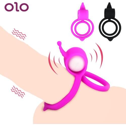 OLO Penis Extender Enlargement Vibrator Penis Rings Sex Toys for Men Delay Ejaculation Rabbit Cock Rings Clitoris Stimulate