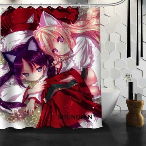 Custom Lil fox Anime Girl Shower Curtain High Quality bathroom Accessories Polyester Fabric Curtain With holes