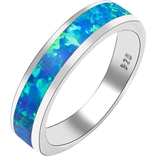Blue Fire Opal Women 925 Sterling Silver Ring A25 Size 6 7 8 9 10