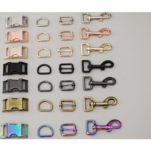 10 set 25mm Metal release buckles D rings sliders for cat dog collar adjustable buckles Webbing Diy Backp sewing accessories