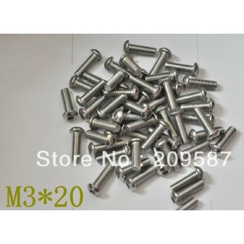 100pcs Metric Thread M3* 20mm Stainless Steel inside Round Hexagon Bolts Screws