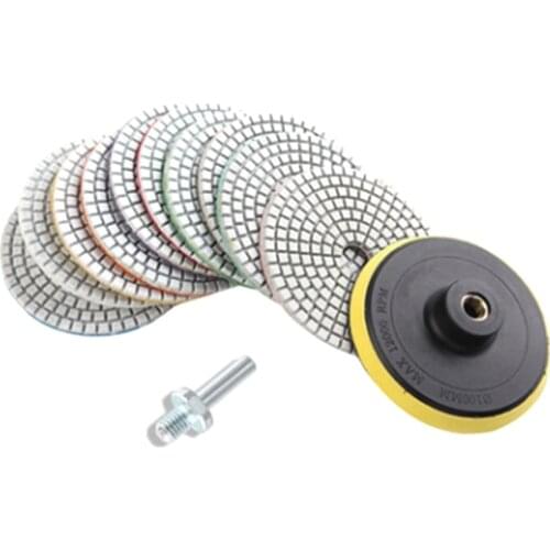 12Pcs Diamond Polishing Kit 4 Inch 100mm Wet/Dry for Granite Stone Concrete Marble Polishing Using Grinding Wheel Set