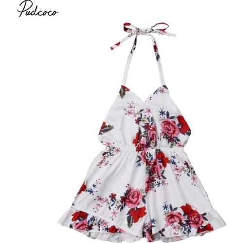2019 Brand Summer Newborn Baby Girl Clothes Lace Flower Straps Romper Jumpsuit Outfits Sunsuit Clothes Holiday Playsuit