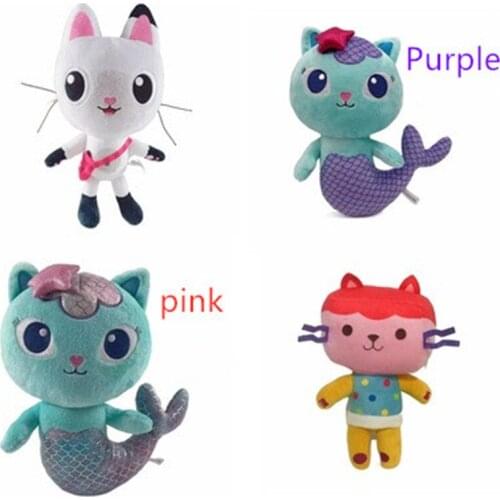 4pcs/set Gabby Dollhouse Plush Mercat Cartoon Cute Mermaid Cat Soft Animal Doll Childrens Birthday Gift