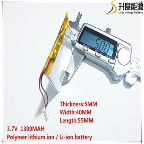 5pcs [SD] 3.7V,1300mAH,[504055] Polymer lithium ion / Li-ion battery for TOY,POWER BANK,GPS,mp3,mp4,cell phone,speaker