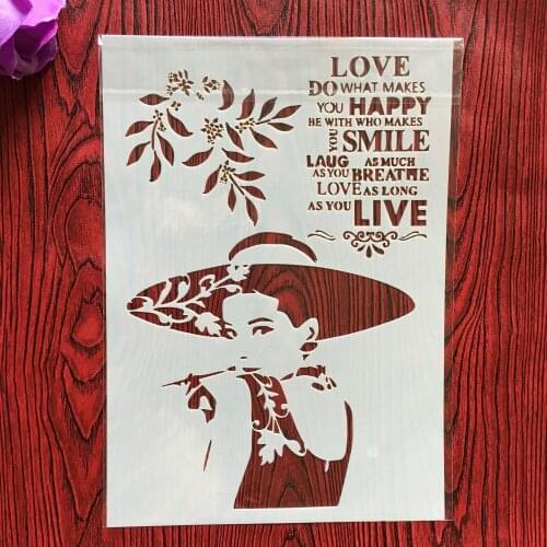 A4 29 * 21cm beauty Girl DIY Stencils Wall Painting Scrapbook Coloring Embossing Album Decorative Paper Card Template