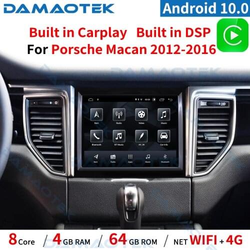 DamaoTek Android 10.0 4G 64G 8.4'' Tesla Vertical Screen Car Radio For Porsche Macan 2012-2016 GPS Navigation Audio Player