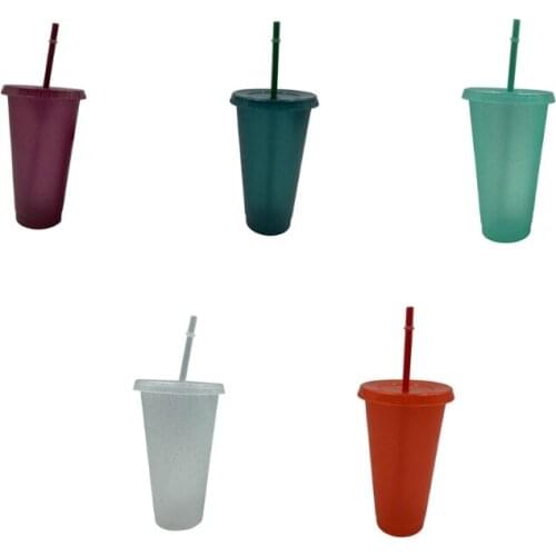 Powder Shiny Reusable Straw Cup with Lid Sequin Glitter Cup Coffee Juice Tea Cup Travel Mug Outdoor Portable Drink Bottle