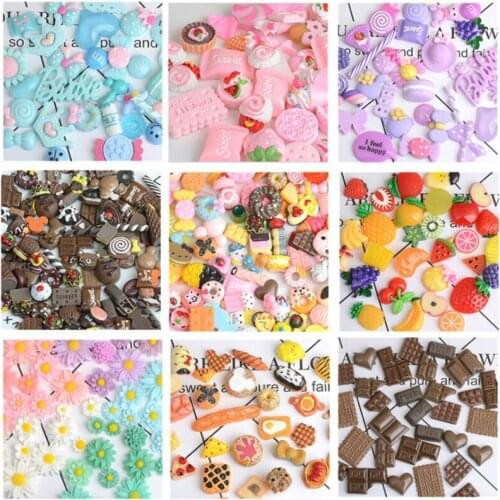 10/30/50/100Pcs Random DIY Mix Miniature Resin Ice Cream Candy Chocolate Sweet Beads Resin Accessories Jewelry Material Gift Toy