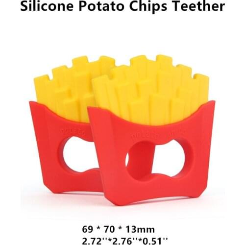 Chenkai 10PCS BPA Free Silicone Potato Chips Teether Baby Pacifier Dummy Teething Chewable Nursing Jewelry DIY Toy Accessories