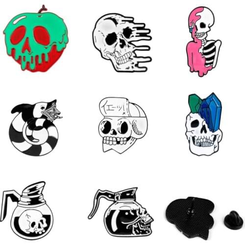 Halloween Horror Skull Brooch Pin Festival Trendy Trinket Enamel Pin Men Women Children Jewelry Brooches Gift