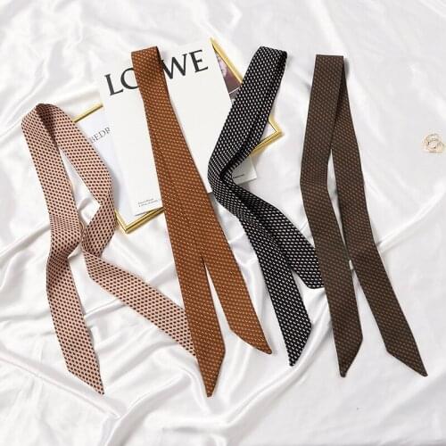 Classic Long Skinny Scarf for Women Fashion Girls Hairband Ribbon Decorated Headband Neckwear