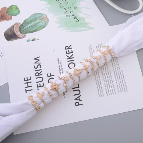 Six-pointed star joint ring crown water drop imitation opal rhinestone inlaid ring 12 twelve set hand ring