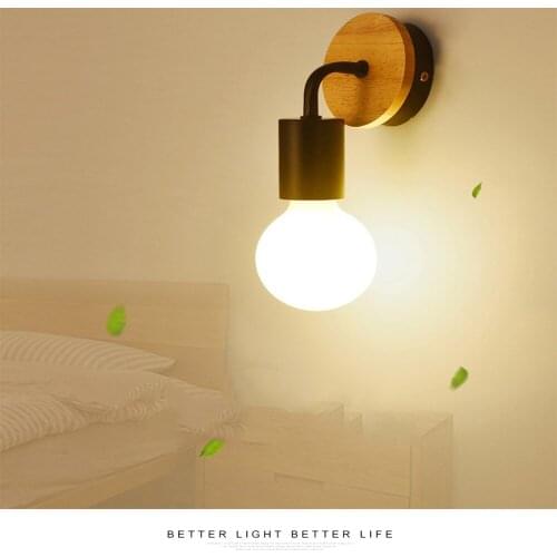 Creative wall light modern American country solid wood bedroom bedside study aisle balcony stairs LED wall lamp