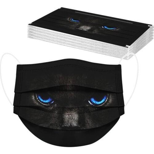 Ski Fasemask 10-50pcs Adult Disposable Face Mask Fashion 3ply Filters Cartoon Cat Printed For Face Mascarillas Balaclava