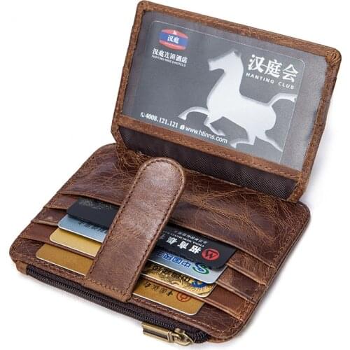Men Wallet Business Card Holder Bank Cardholder Genuine Leather Cow Pickup Package Bus Card Holder Slim Leather Pack Bag