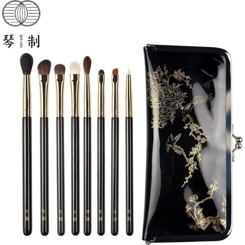 QINZHI Professional Handmade Make Up Brush Kit Eye Shadow Blending Eyebrow Brush Soft Goat Horse Hair Makeup Brushes Set