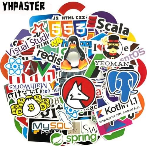73 Pcs/Lot Java Sticker Geek Programmer Php Hacker CSS C++ SQL Cool Stickers For Luggage Fridge Laptop Guitar Car DIY Stickers