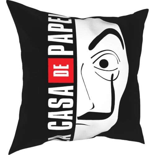 La Casa De Papel Mask Pillow Cover Home Decorative Money Heist Cushions Throw Pillow for Home Polyester Double-sided Printing