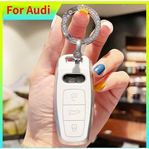 New Arrival For Audi Key Cover Case Protector TPU For Audi A3 2021 A6L A7 A8 Q8 E-tron C8 D5 2019 2020 Car Key Cover Holder Skin