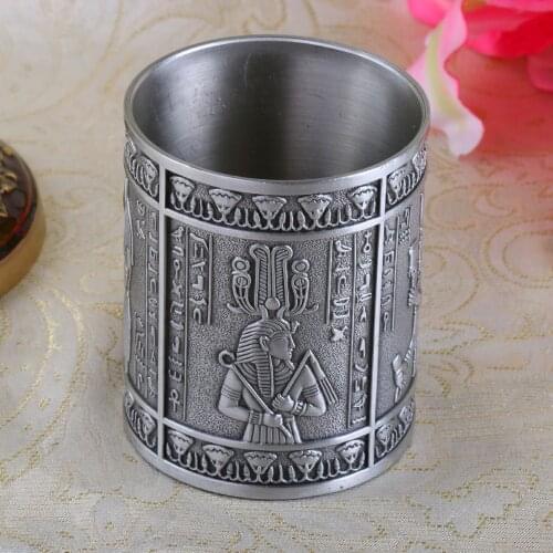 OGRM Metal Crafts Egyptian Statues Egyptian Totem Zinc Alloy Pen Holder Creative Pencil Vase Office Cultural Gifts Arts