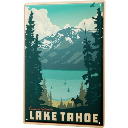 LANK Tin Signs 12x8 Inches Lake Tahoe Scenery Wall Decor Vintage Sign, Kitchen Wall Art, Coffee, Bar Sign, Home Sign
