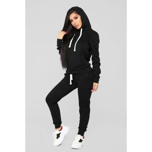 Autumn winter women joggers suit sets Solid black sweat suits 2020 long sleeve hoodie+sweatpants women tracksuit 2 piece set