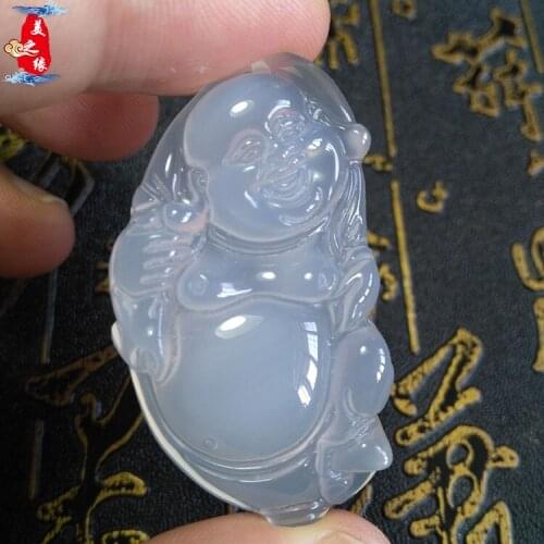 Natural agate white Buddha jade pendant necklace foot jade women men jade necklaces pendants jade jewelry