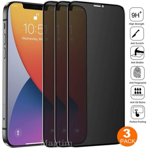 Full Cover Privacy Screen Protector For iPhone 12 11 Pro XS Max XR Anti-Spy Tempered Glass For iPhone 7 8 6 Plus With Black Edge