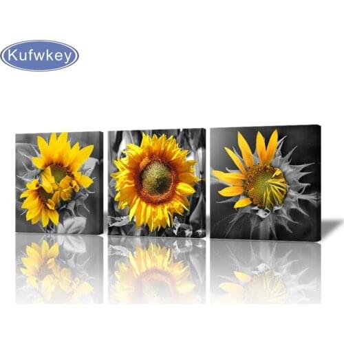 Full,Diamond Embroidery,5D,Diamond Painting 3 Piece Painting Yellow Golden Sunflower,Diamond Mosaic,Needlework,Crafts,Home Decor