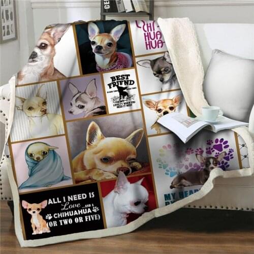 BeddingOutlet Chihuahua Sherpa Fleece Blanket Cartoon Colorful Plush Throw Blanket for Kid Adult Dog Puppy Quilt cover Drop Ship