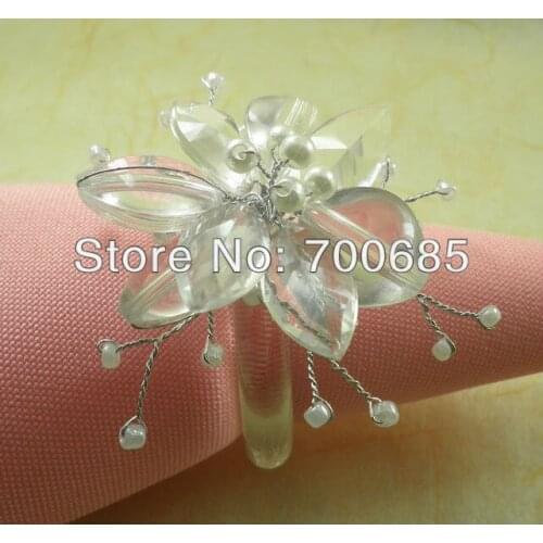 Clear flower napkin rings crystal napkin holder