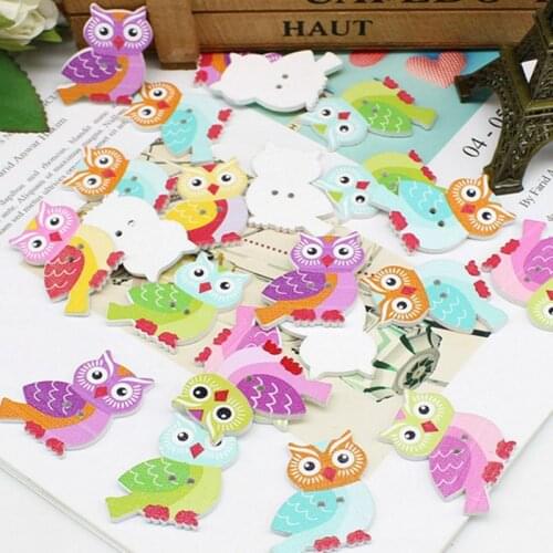40pcs/lot Mixed Color Cute Owl buttons Handmade for Craft Decoration Button 25*27mm Scrapbooking Accessories botones