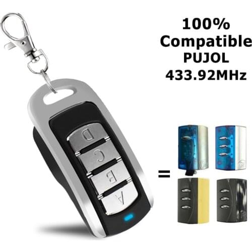 PUJOL garage door remote control 433.92MHz rolling code transmitter opener keychain replacement