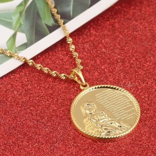 Religious Jewelry Gold Color Virgin Mary Pendants Necklaces Chain Women Christianity Jewelry Medal Pendant
