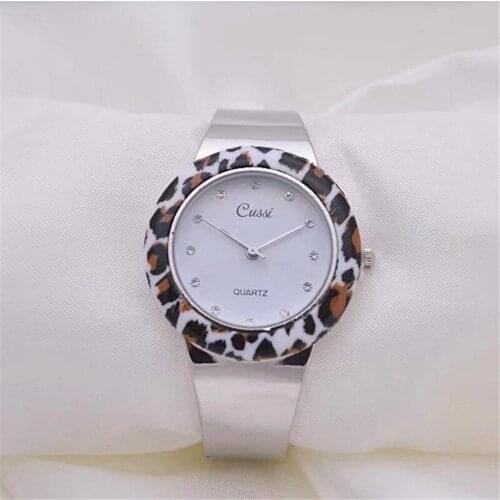 CUSSI 2018 Luxury Leopard Womens Bracelet Watches Quartz Wristwatches Ladies Dress Watches relogio feminino reloj mujer Silver