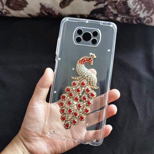 Redmi 8A 6A Note 5 7 8 9 Pro 9S 8T Rhinestone silicone peacock Cover For Xiaomi POCO X3 NFC Note 10 lite Phone Case Redmi 9A 9C
