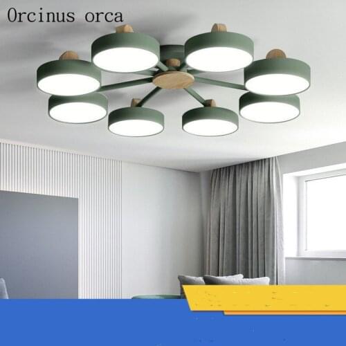 Nordic minimalist LED color ceiling lamp living room bedroom post modern personality round iron ceiling lamp free shipping