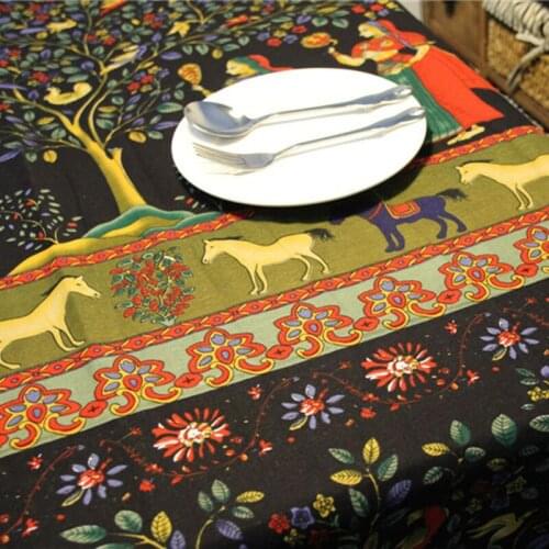 Nationality Decor Linen Tablecloth With Tassel Waterproof Oilproof Thick Rectangular Wedding Dining Table Cover Tea Table Cloth