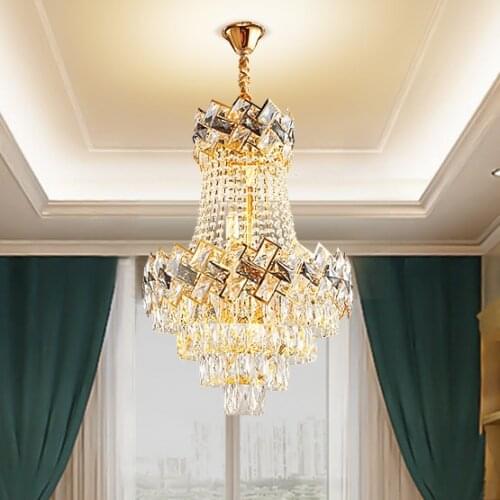 Modern Crystal Chandeliers Lights Fixture LED Light American Chandelier Home Indoor Lighting Hotel Hall Restaurant Hanging Lamps