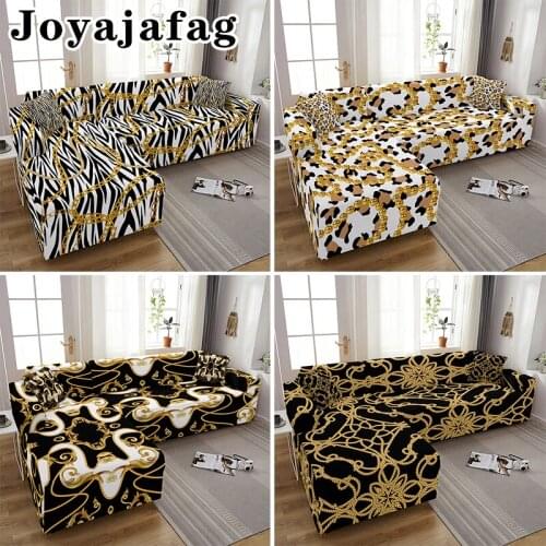 Modern Gold Chain Design Dust Proof Stretch Sofa Cover For Living Room 1/2/3/4 Seater Elastic Slipcover Pillowcases Available