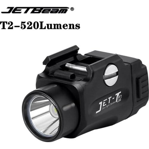 JETBeam T2 Tactical Pistol Light 520Lumens USB Rechargeable Flashlight CREE XP-L HI LED Compact and lightweight Lamp