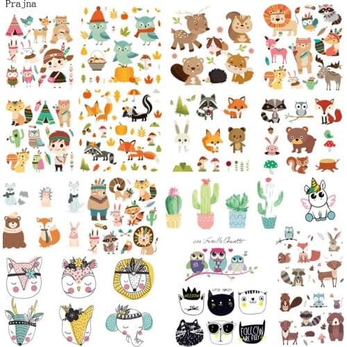 Prajna Heat Transfer Vinyl Baby Iron On Transfers For Clothes T shirt Thermal Transfer Sticker Cartoon PVC Rabbit Patch Applique