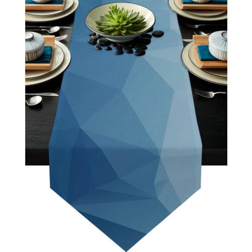 Triangle Blue Gradient Table Runner Modern Table Flag Home Party Country Wedding Decoration Tablecloth Table Runners