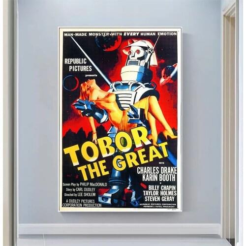 V2234 Tobor the Great Vintage Classic Movie Wall Silk Cloth HD Poster Art Home Decoration Gift